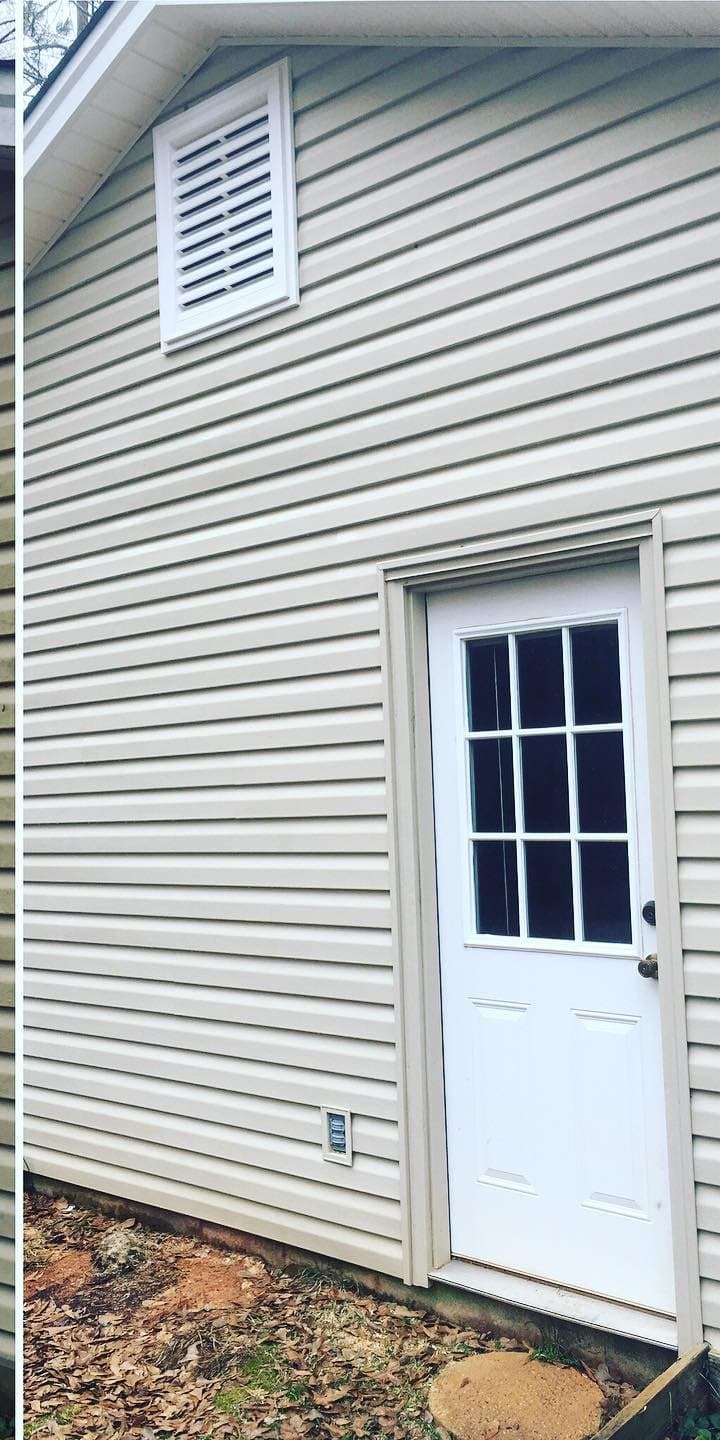 After soft washing — clean, restored siding